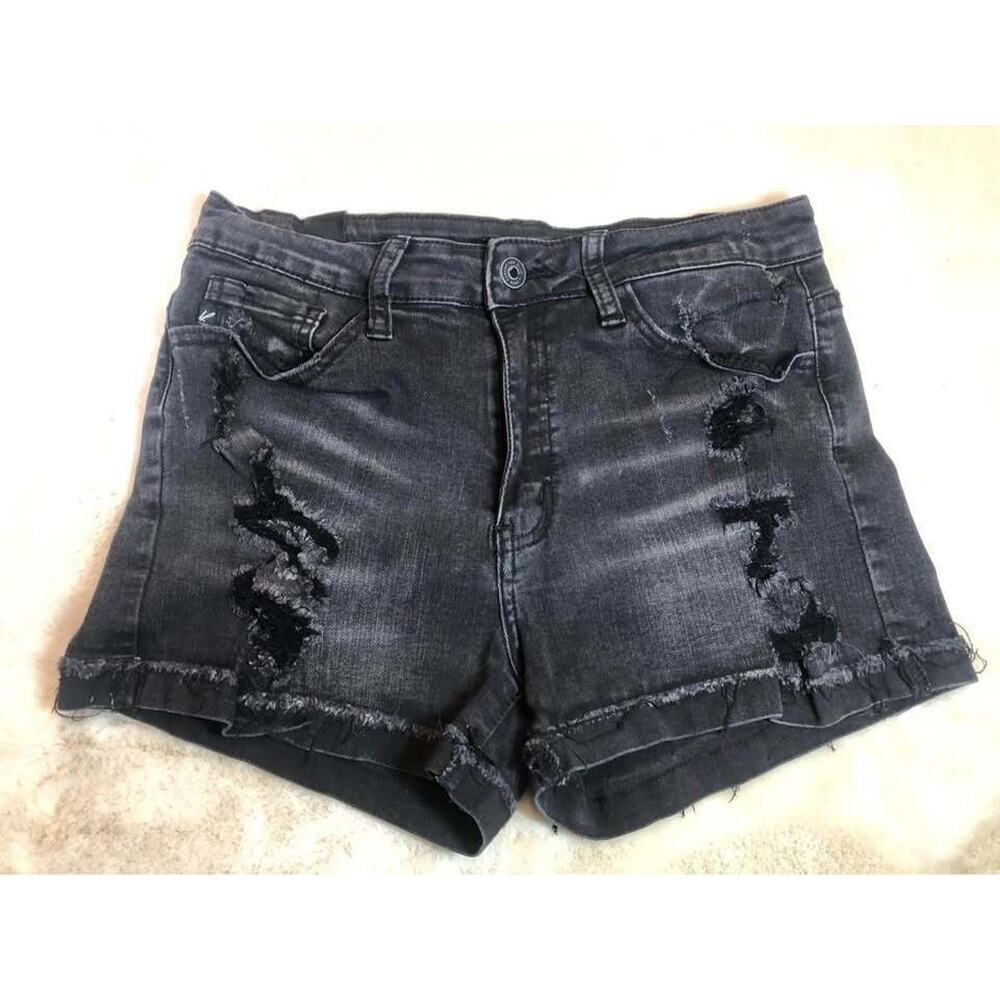 KanCan Black Shorts Womens 7 (27 waist) Distressed Cuffed EUC
